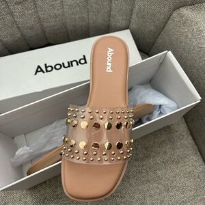 Abound Tan Gold Chain Slide Sandals